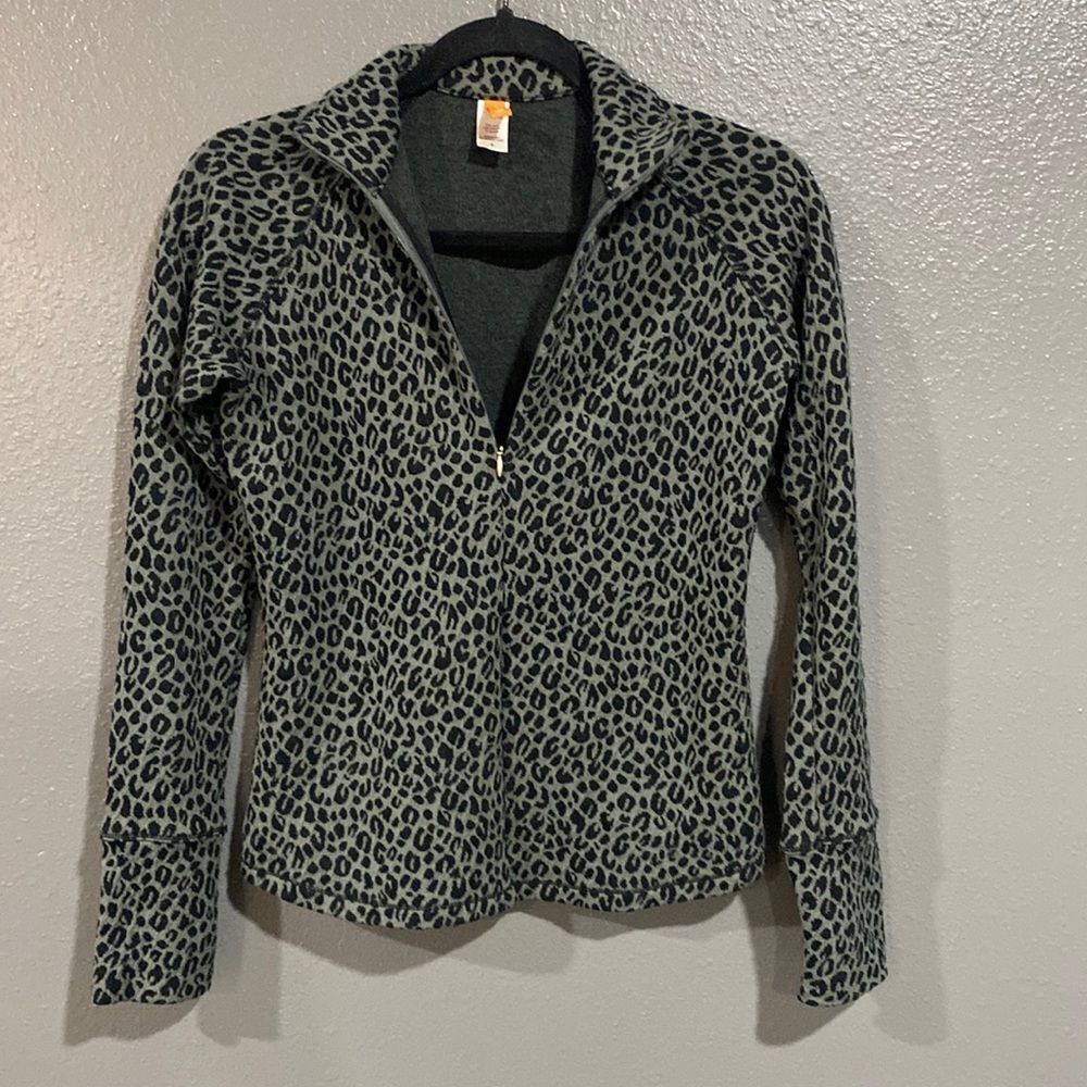 Women's Zip-Front Leopard Print Sweater Jacket - Gray/Black
